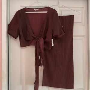 New Large Set burgundy striped